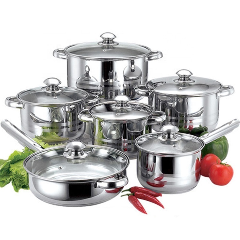 Professional Factory 12 Pcs Non Stick Stainless Steel  Cookware Sets Pots And Pans Cooking Pot Set