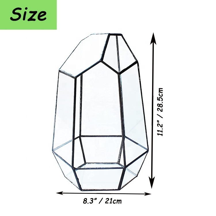 Glass Terrarium Tabletop Succulent Plant Terrarium Geometric with Door for Indoor Outdoor and Wedding Christmas Decoration