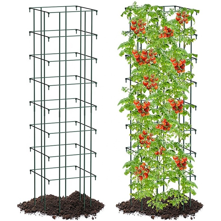 Foldable Tomato Support Cage Metal Square Plant Support Stake Tower for Garden Pot Eggplants Cucumber Climbing Artificial Plant