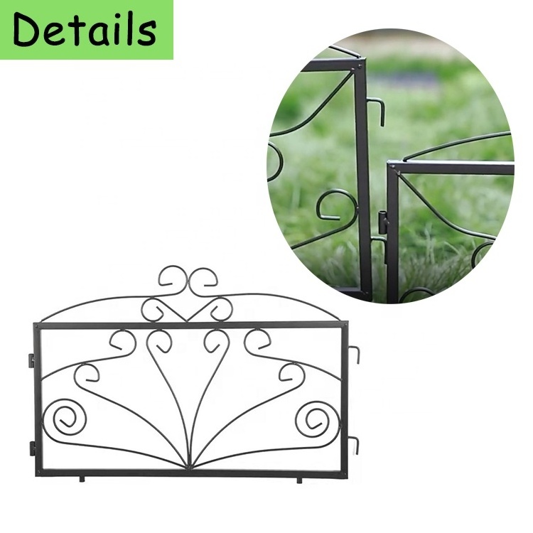 4 Pack Decorative Fence Panels Garden Border Fence for Dogs Animal Barrier Black Metal Fencing