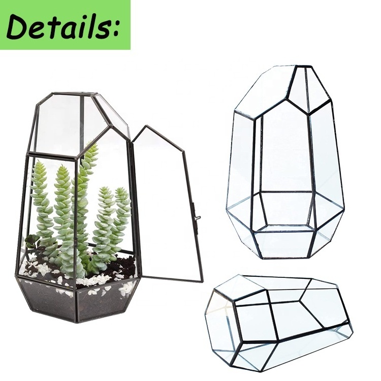 Glass Terrarium Tabletop Succulent Plant Terrarium Geometric with Door for Indoor Outdoor and Wedding Christmas Decoration