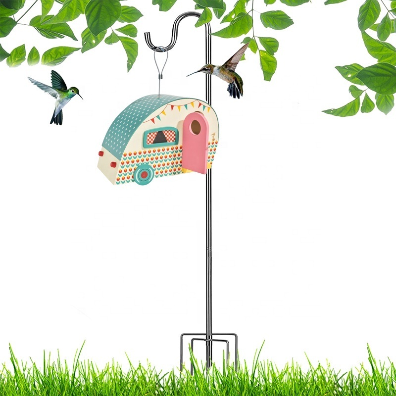 Outdoor Wooden Bird House Wooden House Table Stand Bird Feeder Hanging Birds Nest