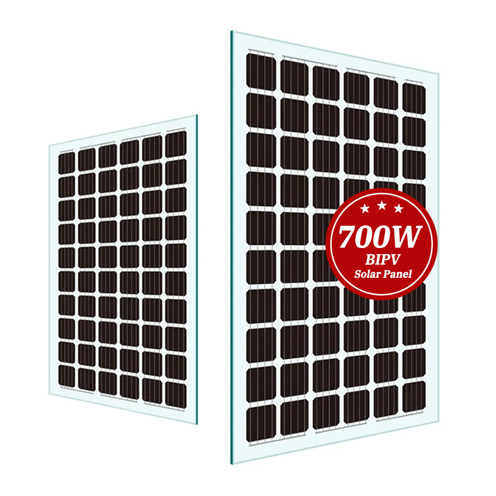 Custom shaped 700W BIPV decorative transparent glass solar panels for sunroom