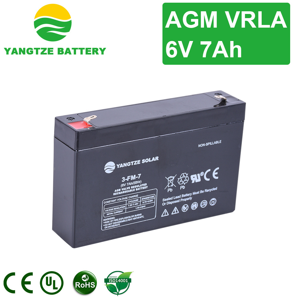 AGM VRLA free maintenance  lead acid battery 6v 7ah 20hr rechargeable batteries