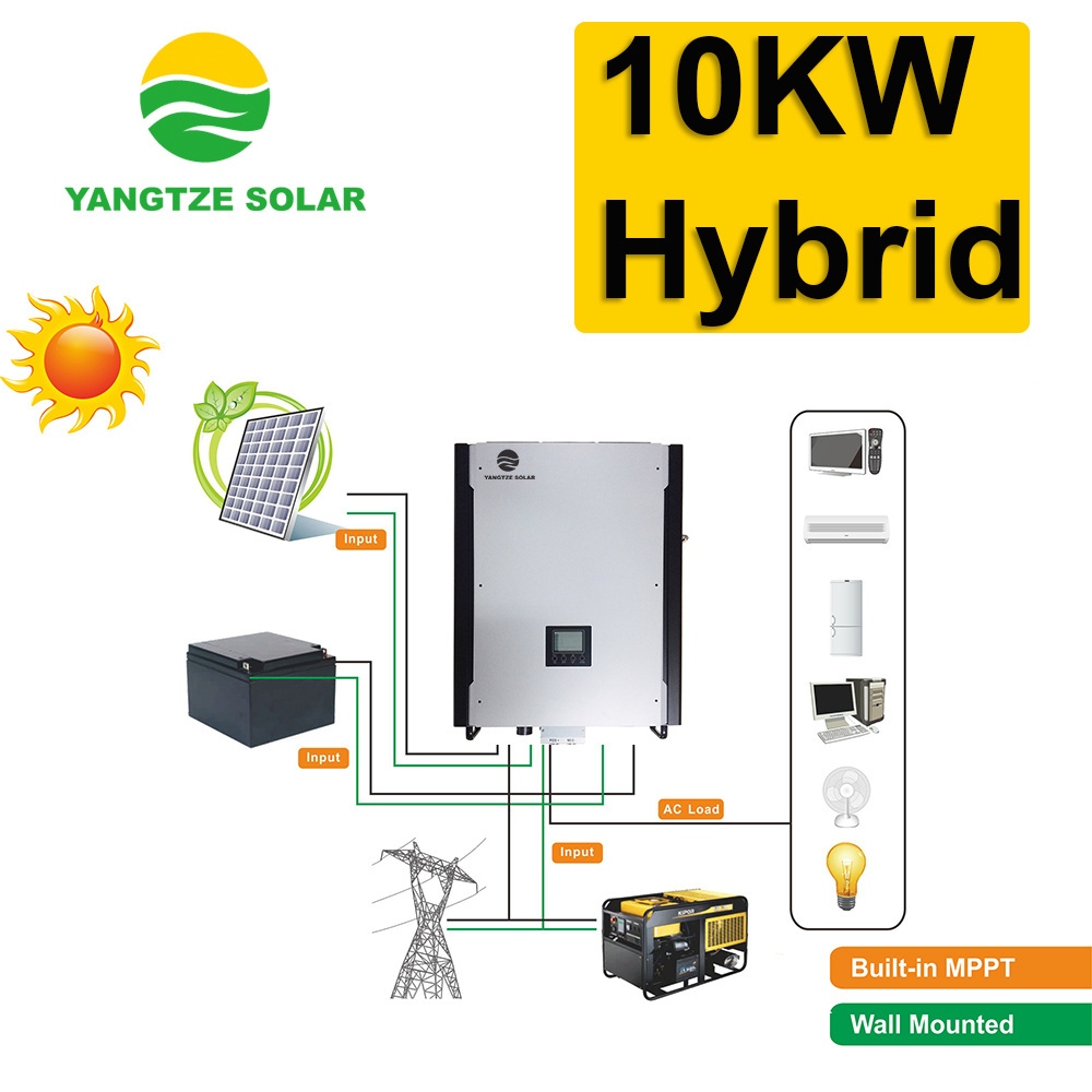 Free shipping 10kw hybrid solar energy system