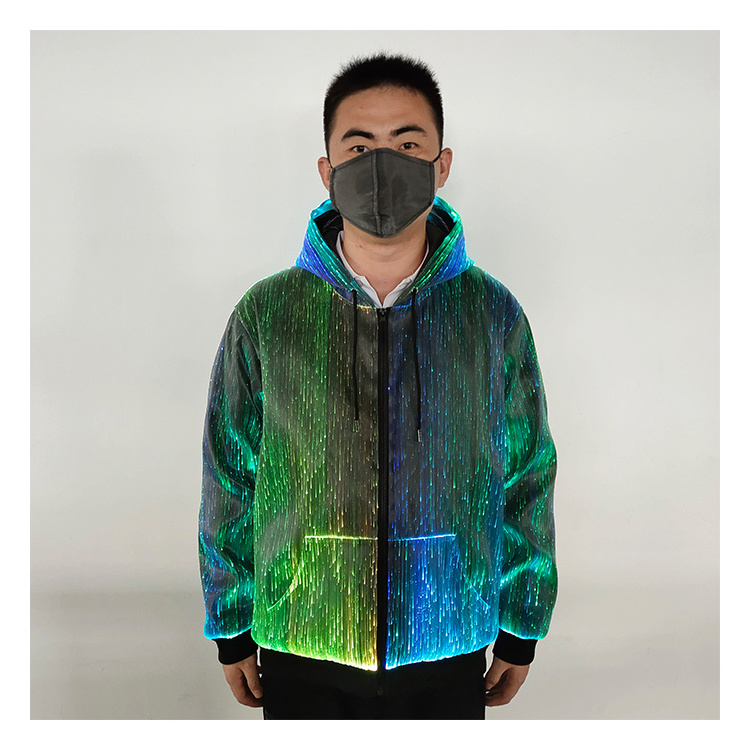 Fashion Luminous jacket Unisex Light Up Rave Fiber Optic Hoodies for Christmas, Halloween and more