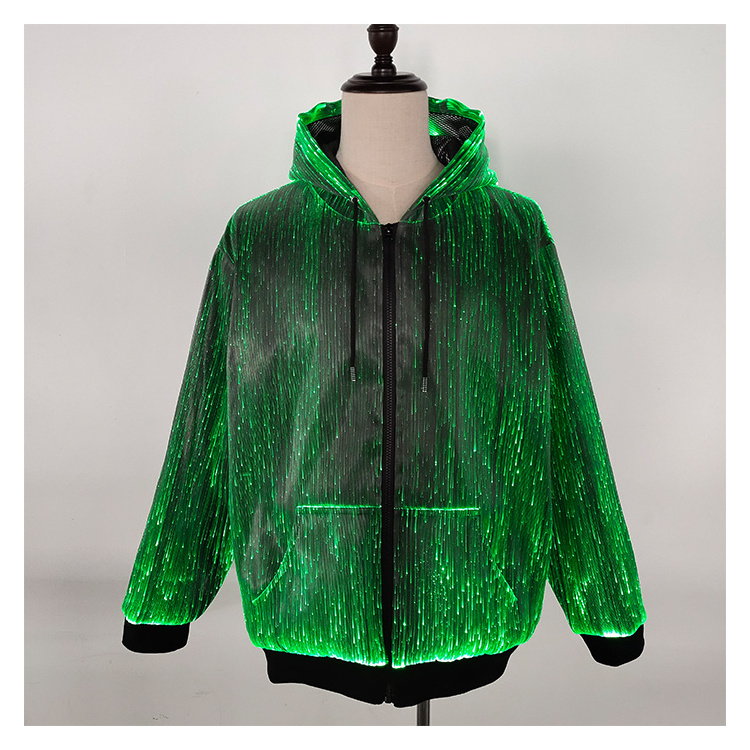 Fashion Luminous jacket Unisex Light Up Rave Fiber Optic Hoodies for Christmas, Halloween and more