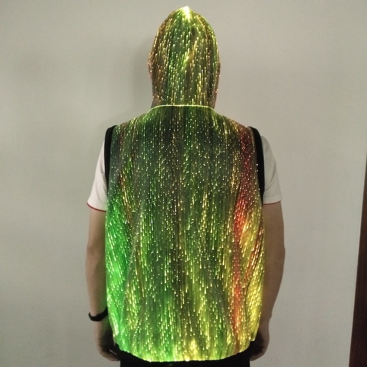 LED Fiber Optic Sleeveless HoodieLuminous optical fiber vest nightclub disco bar atmosphere group props clothes