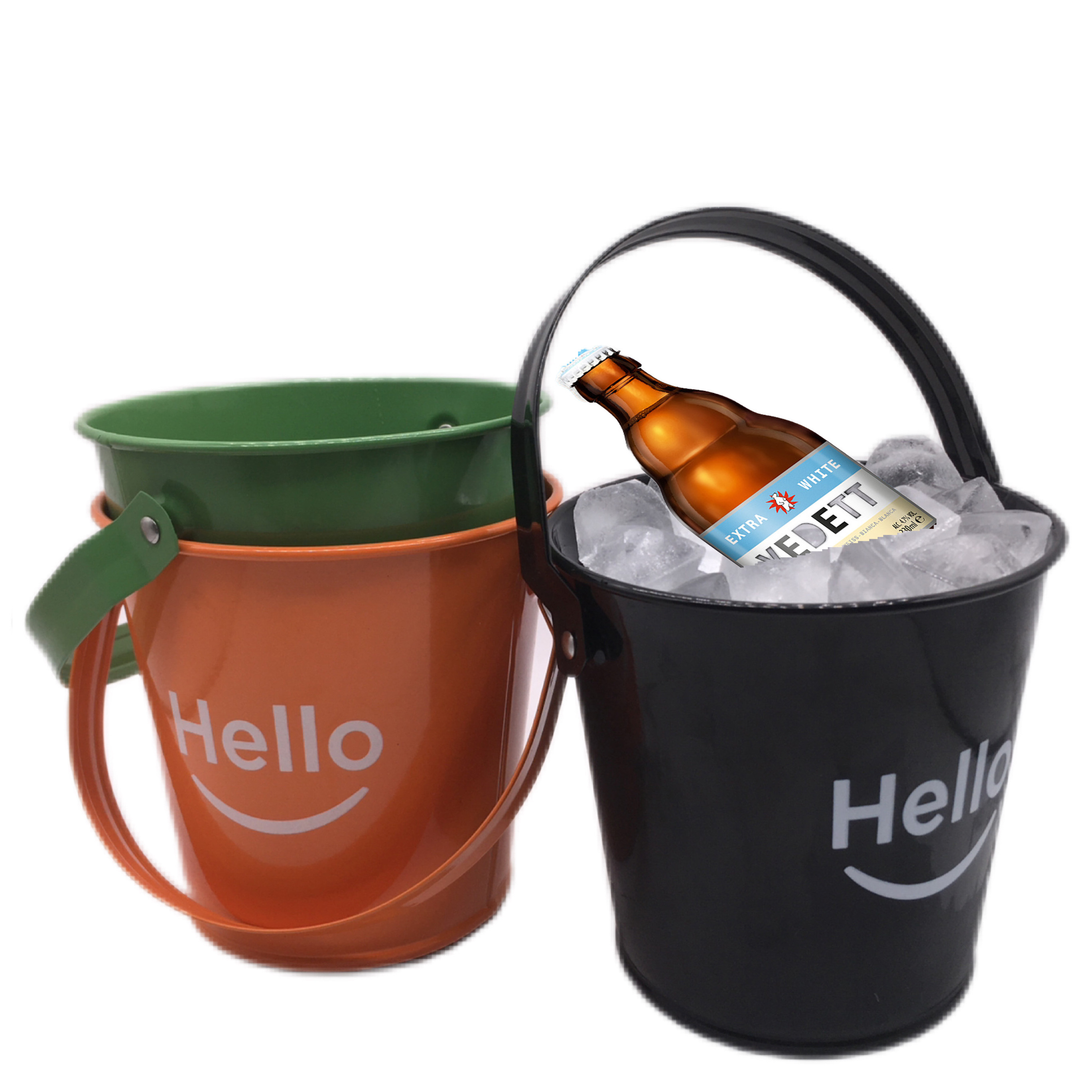 Round 0.8L  /1.6L Bar Tool Beer Wine  Galvanized Iron Metal Ice Bucket Tin Pail With Bottle Opener