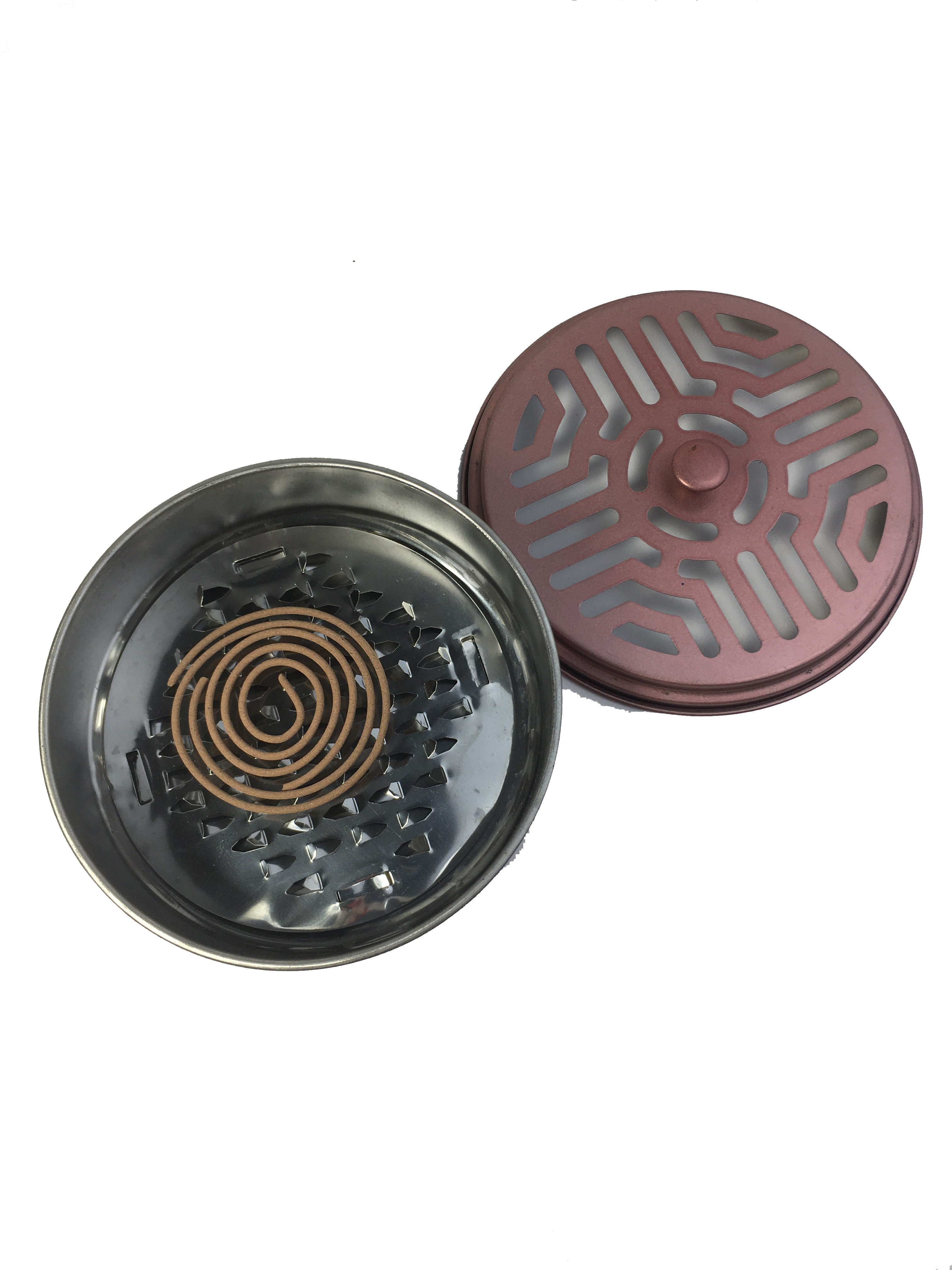 Stainless steel mosquito repellent box round portable mosquito incense burner with lid outdoor windproof