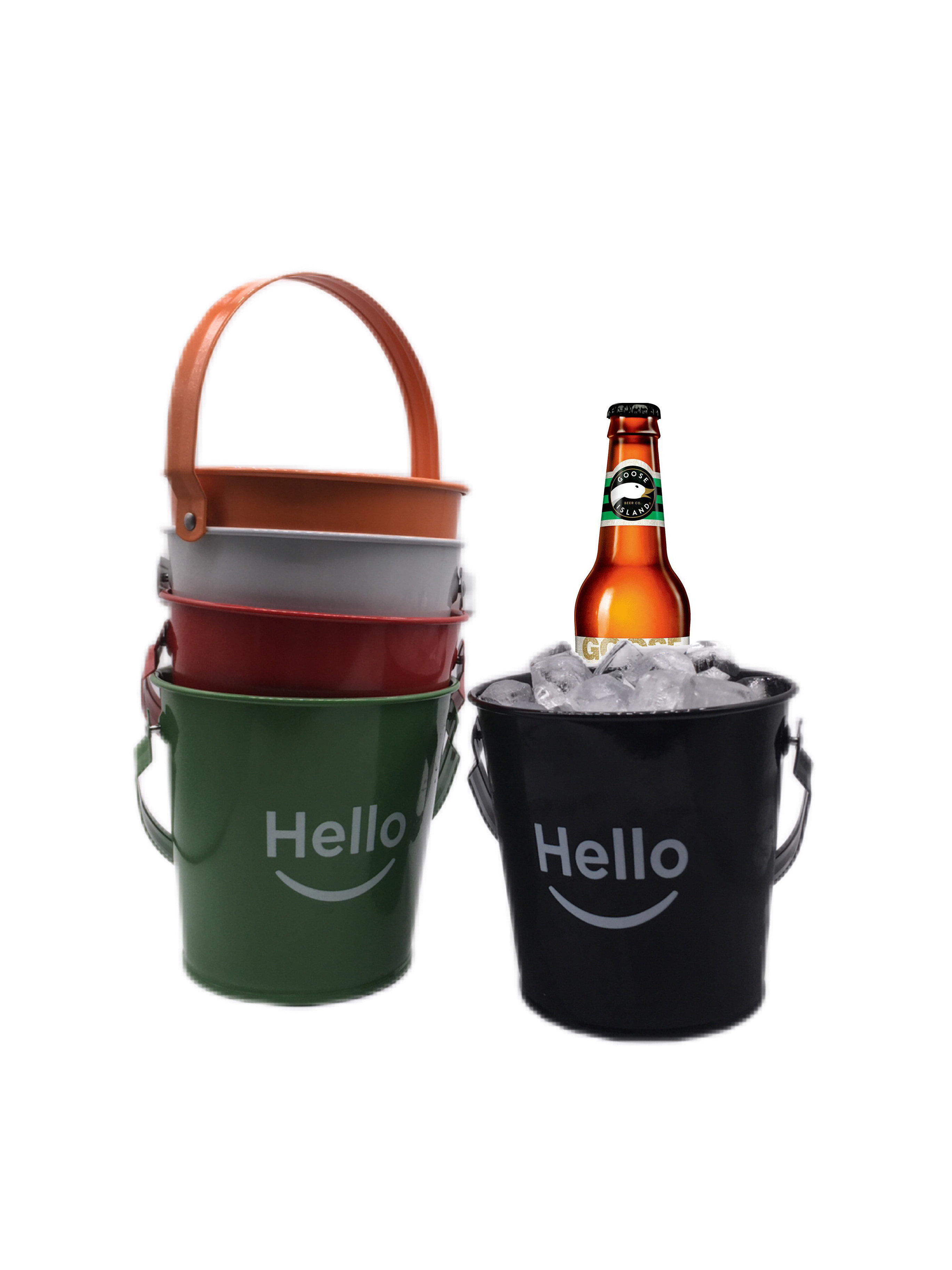 Round 0.8L  /1.6L Bar Tool Beer Wine  Galvanized Iron Metal Ice Bucket Tin Pail With Bottle Opener