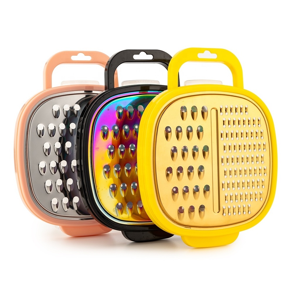 3 In 1 Multi-Function Stainless Steel Cheese Garlic Lemon Zester Box Grater Kitchen Vegetable Box Grater