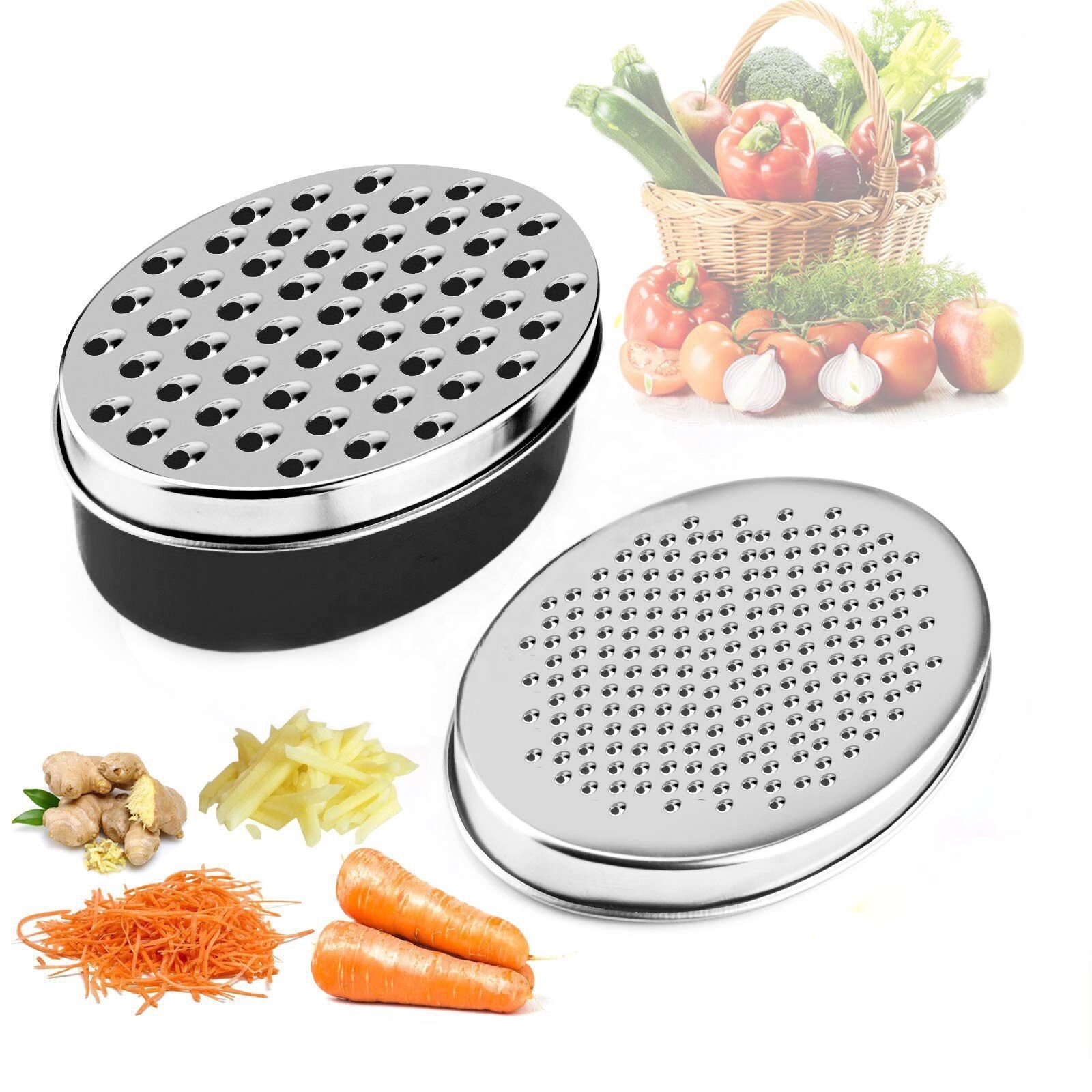 Customized Color Multifunction Kitchen Stainless Steel Vegetable Cheese Box Grater With Storage Container