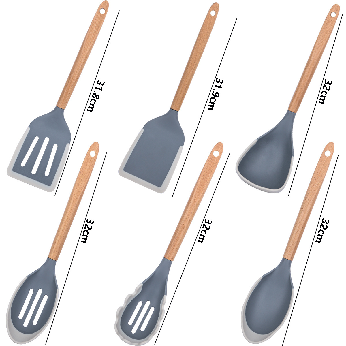 Wholesale Custom Kitchen Accessories Plastic Utensils Sets Household Tools Silicone Edge Cooking Utensil Set