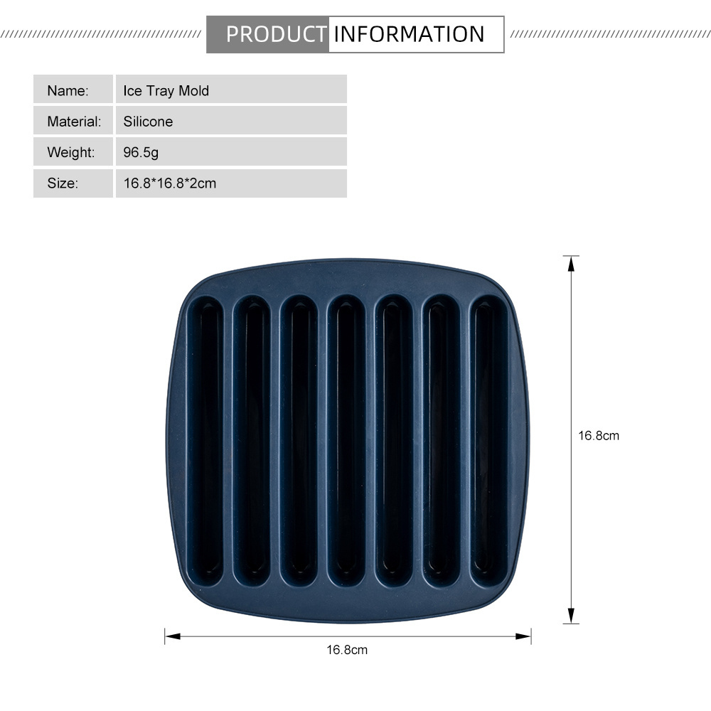 BPA Free 100% Food Grade Silicone 7 Cavity Ice Stick Tray For Small Mouth Bottle Rectangular Ice Mold Ice Cube Tray Molds