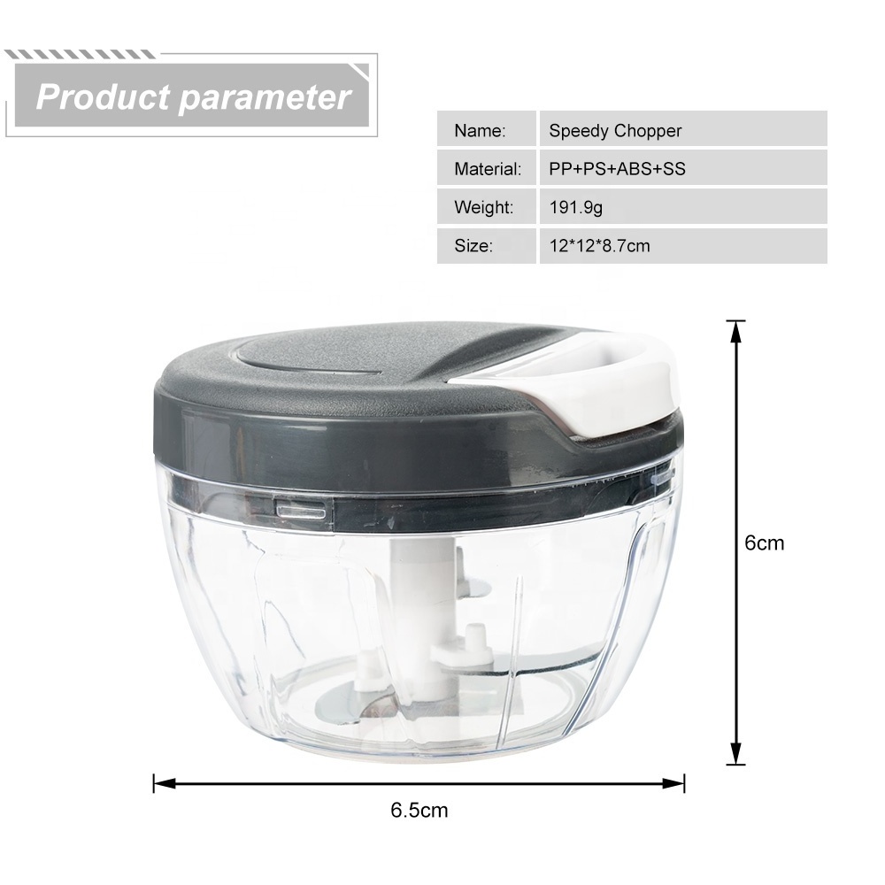 3 Blades Food Processor Multi-Function Chopper Quick Manual Plastic Mini Vegetable Garlic Chopper