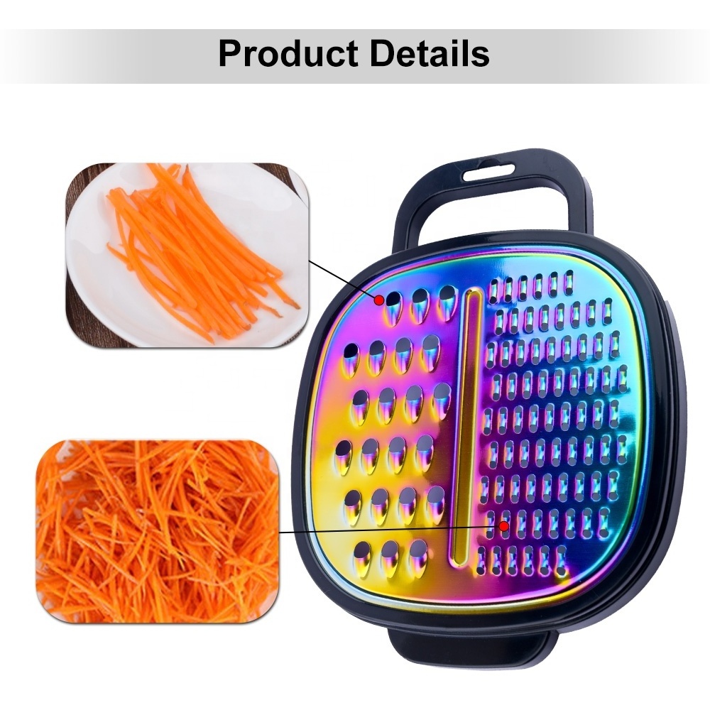 3 In 1 Multi-Function Stainless Steel Cheese Garlic Lemon Zester Box Grater Kitchen Vegetable Box Grater