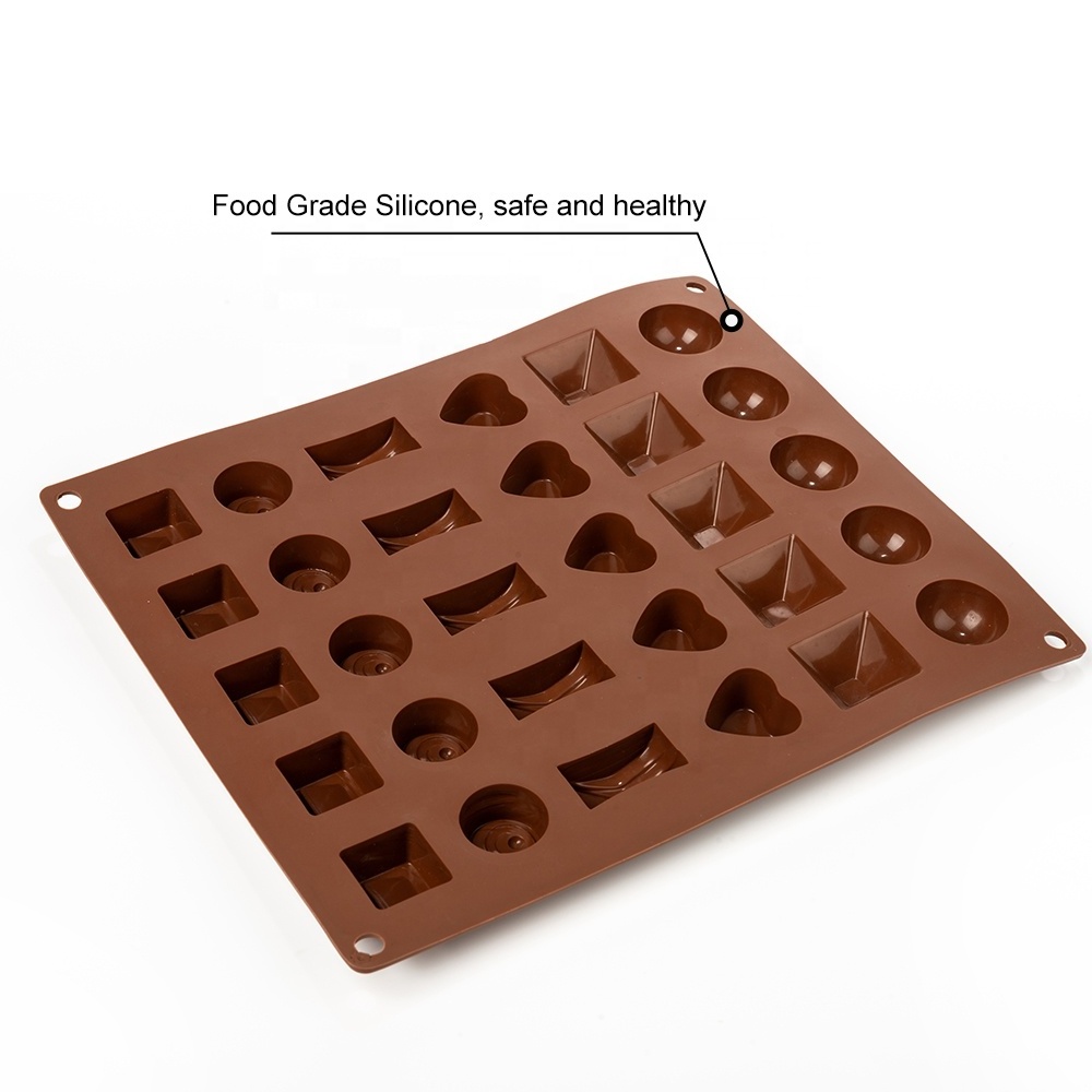 25 Cavity Different Shape Silicone 3D Chocolate Candy Making Mold For DIY Baking