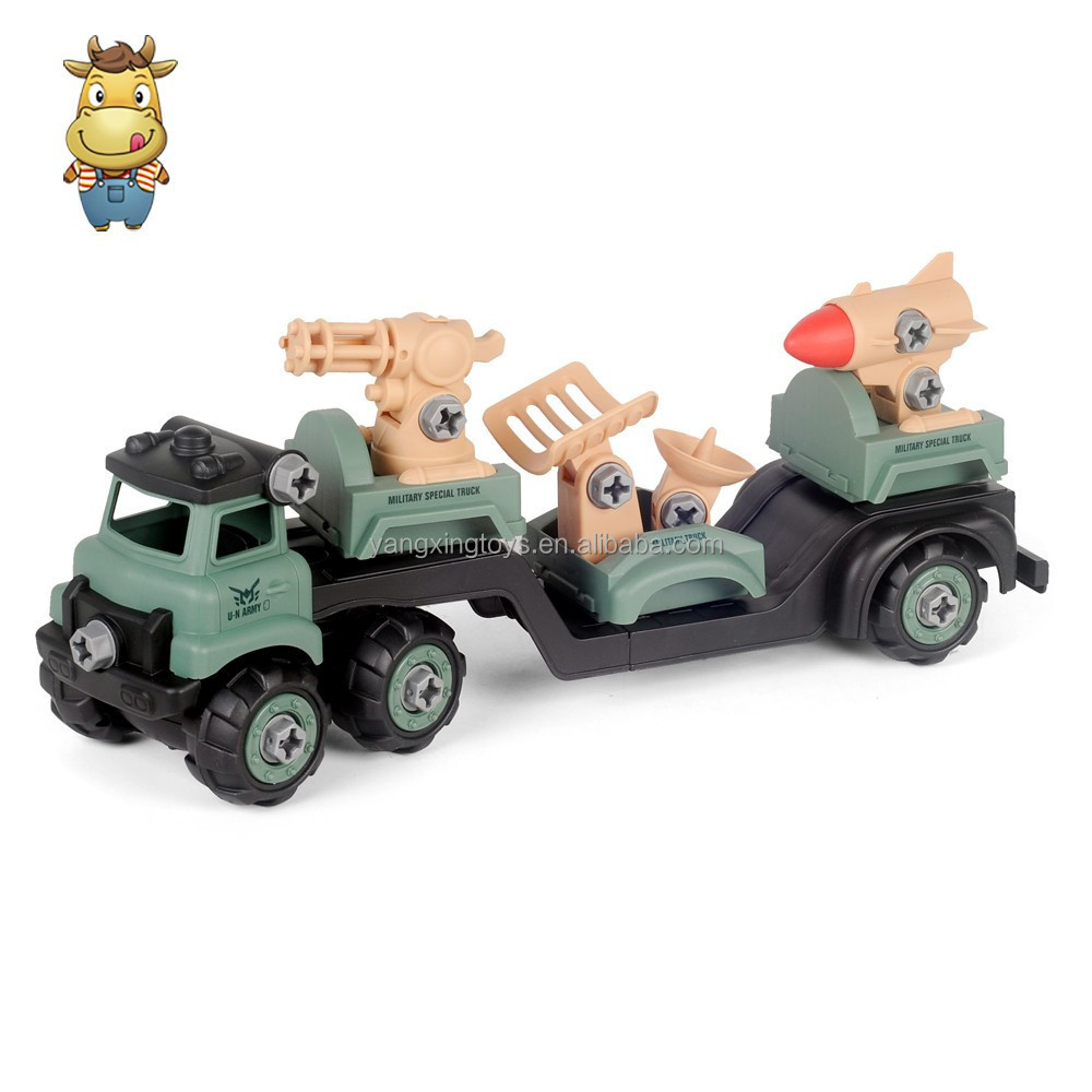 3 in 1 Military Kids Inertia Truck Toy Gift Take Apart Vehicle Friction Detachable With Screw Drill