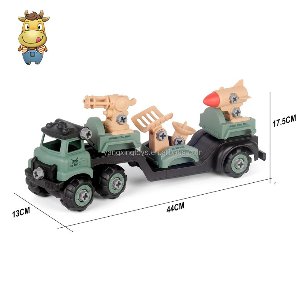 3 in 1 Military Kids Inertia Truck Toy Gift Take Apart Vehicle Friction Detachable With Screw Drill