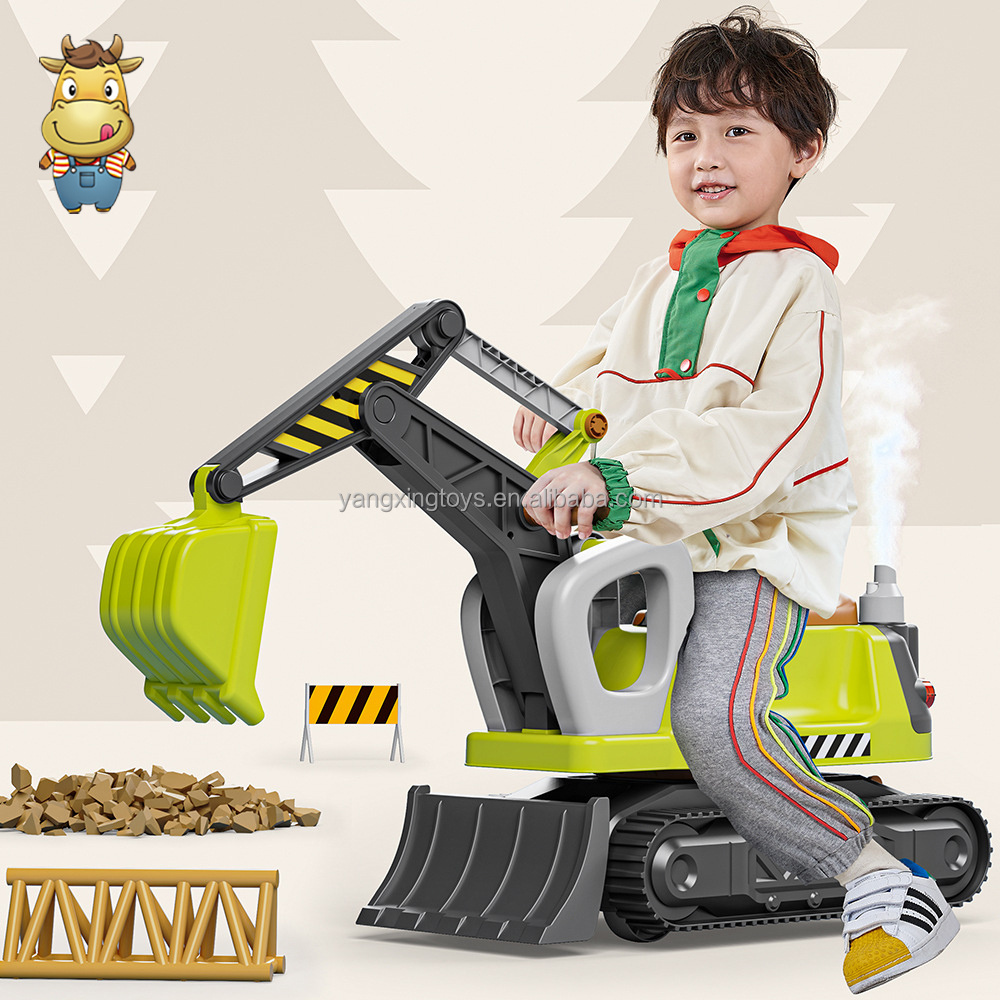 2024 New 360 Excavator Engineer Digger Ride On Slide Truck Kids Beach Sand Toy Indoor Walker Outdoor Riding Vehicle Toy