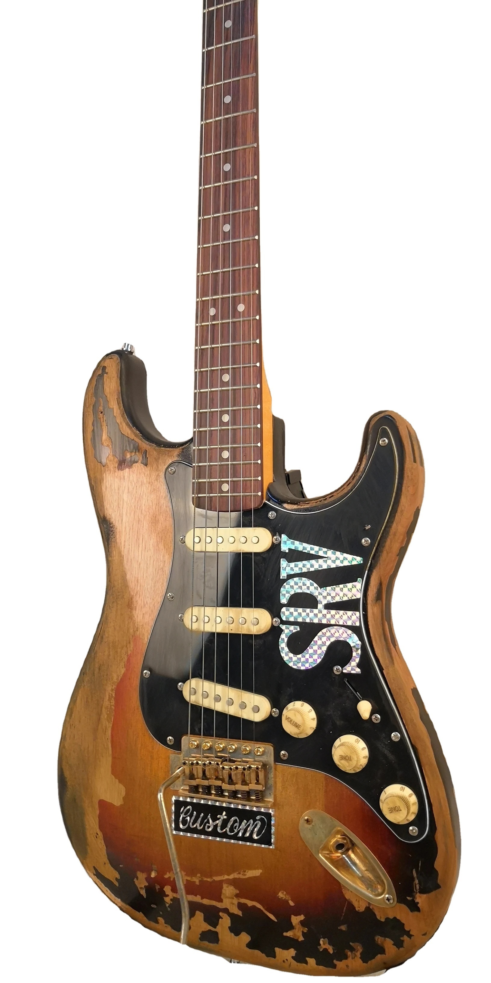 SRV Rare Guitar High Quality Vintage Sunburst Relic Remains Electric Guitar,Factory Handmade