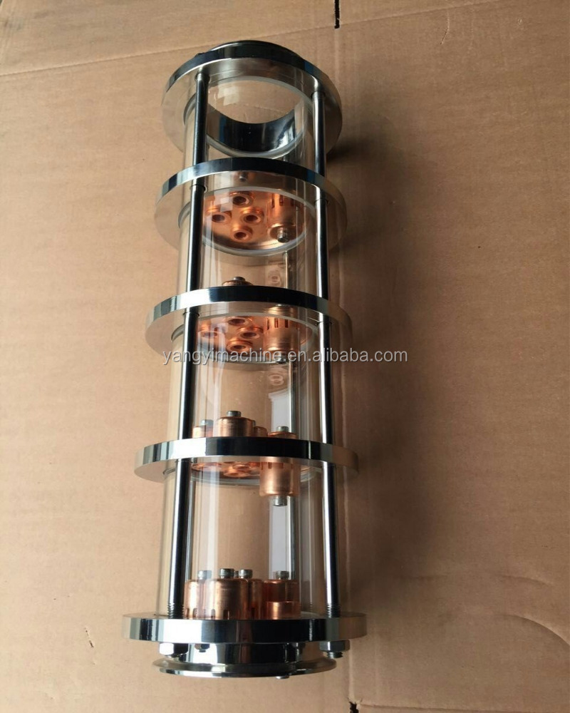 4'' glasses moonshine stills with copper bubble plate reflux still distillation column price