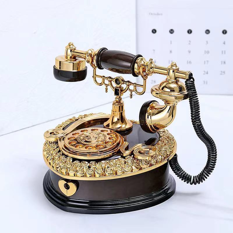 Hot sale vintage telephone mobile resin music boxes wholesale