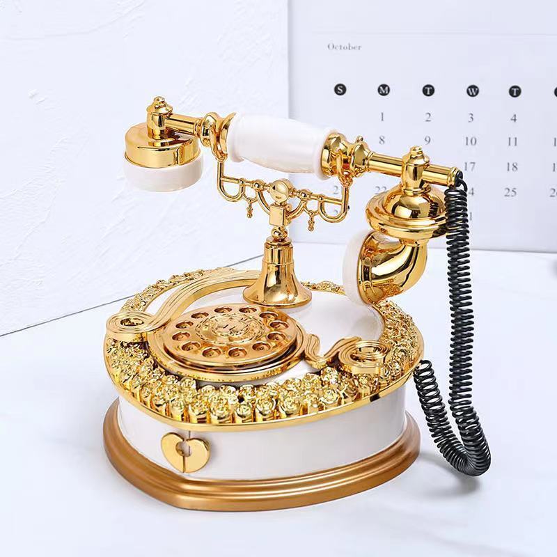 Hot sale vintage telephone mobile resin music boxes wholesale