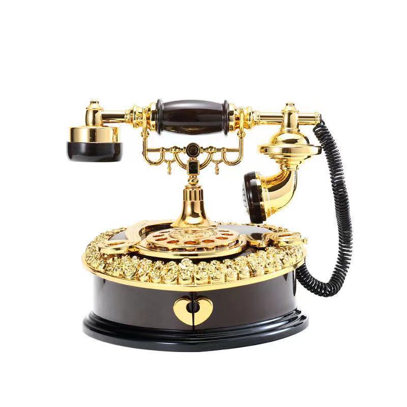 Hot sale vintage telephone mobile resin music boxes wholesale