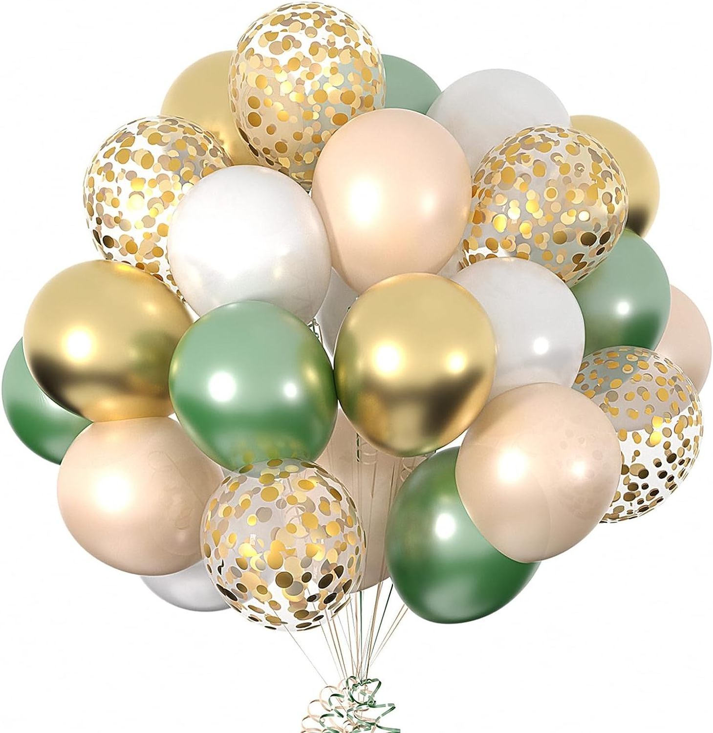 Sage Green White Gold Confetti Latex Balloons 12 inch Birthday Balloons Set Party Decorations Balloon Set Wedding Party Supplies