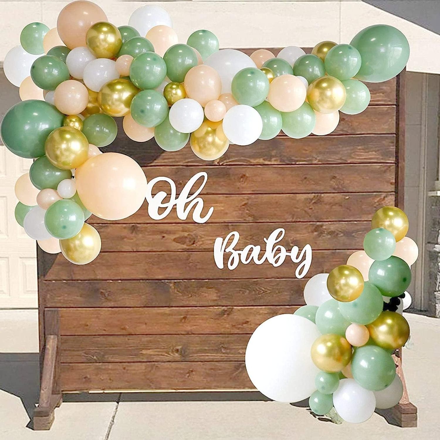 Sage Green White Gold Confetti Latex Balloons 12 inch Birthday Balloons Set Party Decorations Balloon Set Wedding Party Supplies