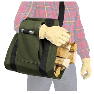 Firewood Wood Carrier Bag with Handles Canvas Firewood Sling Firewood Storage Foldable Heavy Log Tote