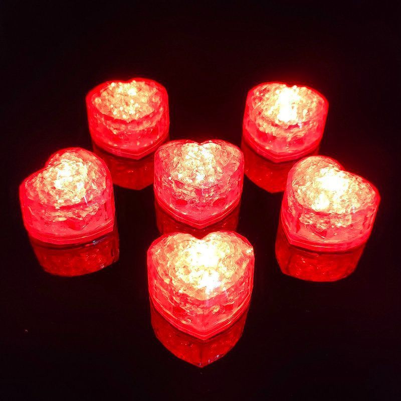 LED Ice Cube Multi-Color Flashing Glow in The Dark LED Light Up Ice Cube Molds for Party Wedding Party Decoration Love shape