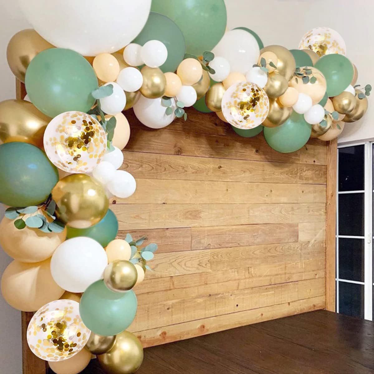 Sage Green White Gold Confetti Latex Balloons 12 inch Birthday Balloons Set Party Decorations Balloon Set Wedding Party Supplies