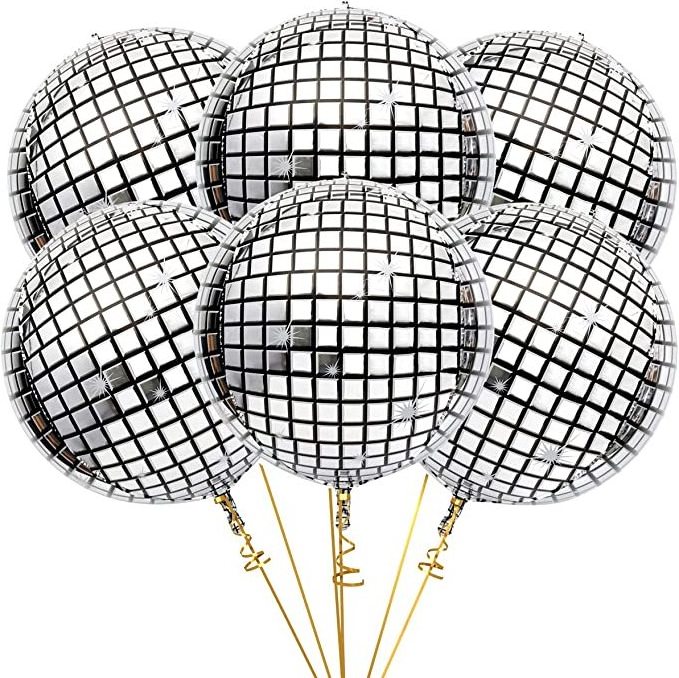 Music birthday party balloons  baby shower Valentine 4D  foil   Disco ball balloons  large round disco balloons