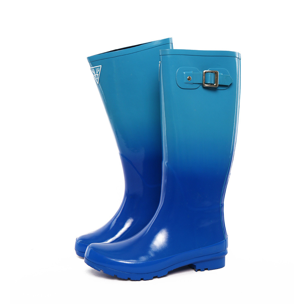 Blue Color Change Clear Rain Boots With Sock For Women