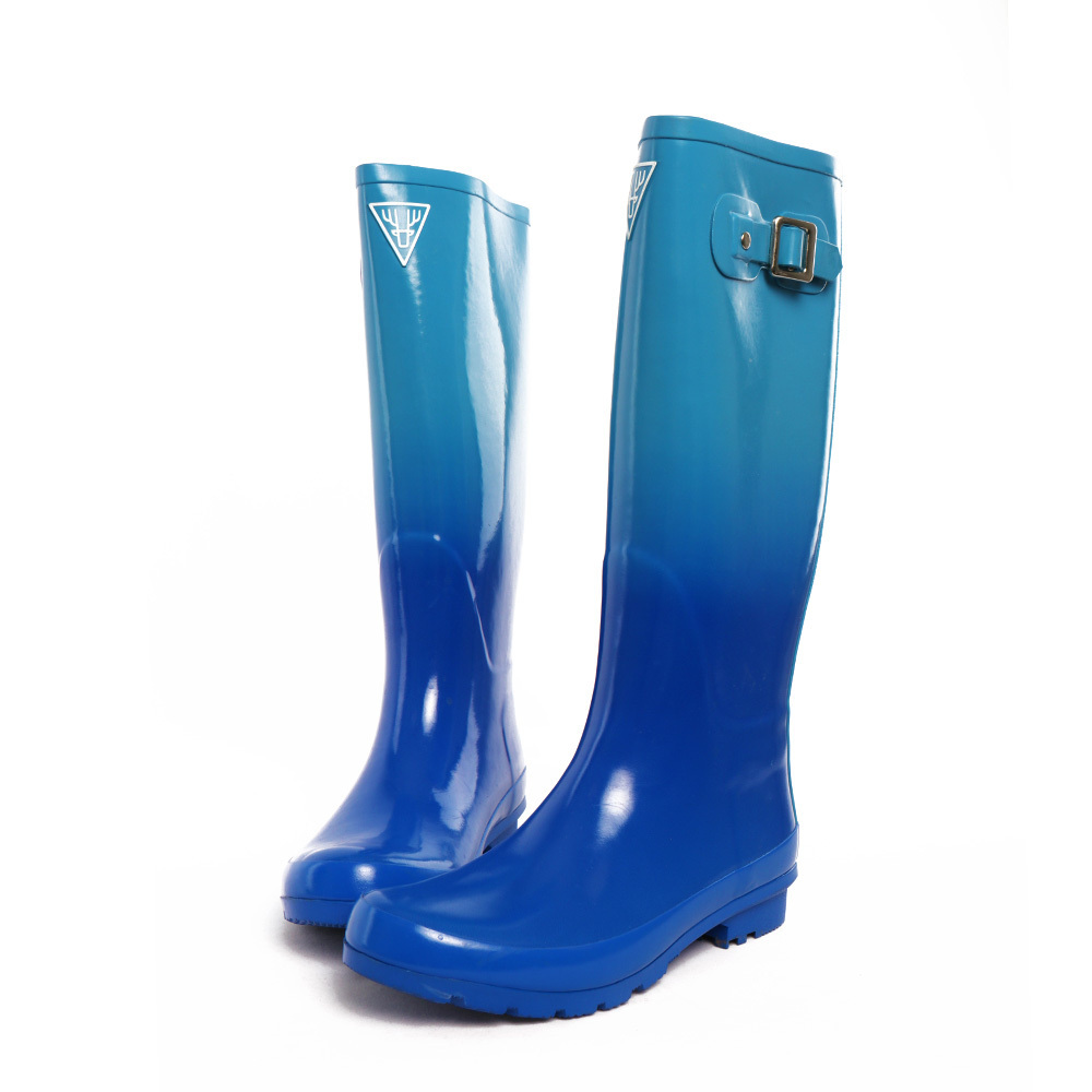 Blue Color Change Clear Rain Boots With Sock For Women