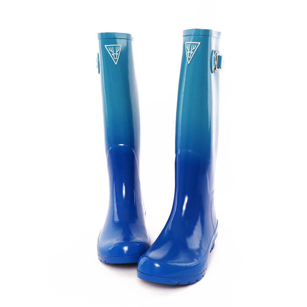 Blue Color Change Clear Rain Boots With Sock For Women