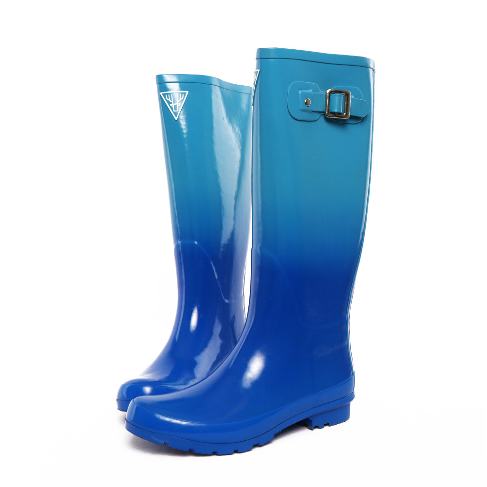 Blue Color Change Clear Rain Boots With Sock For Women