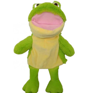 Cheap factory frog hand puppet stuffed plush animal toy