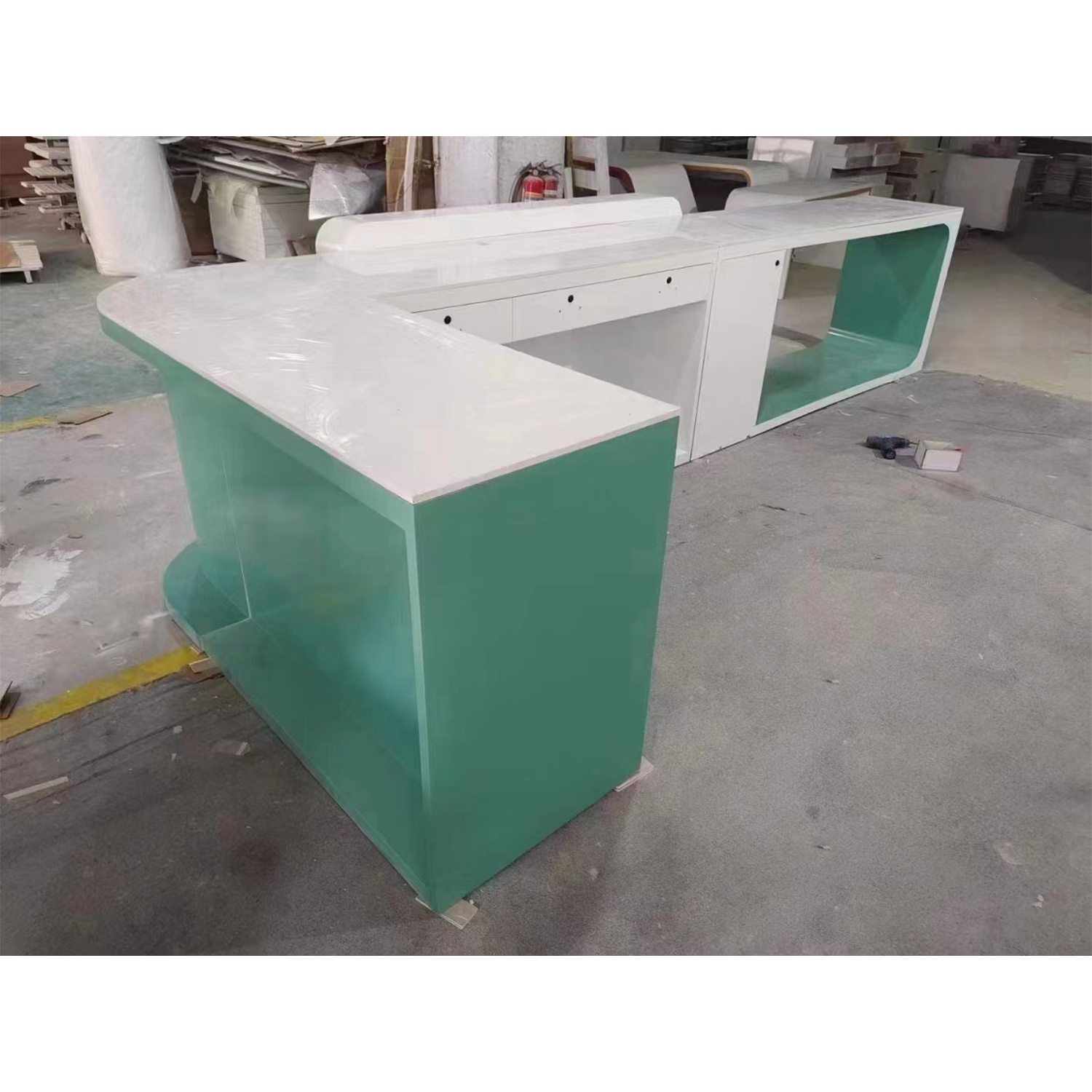 Yestone reception desk for retail store hospital reception desk green stone counter hospital furniture nurse station