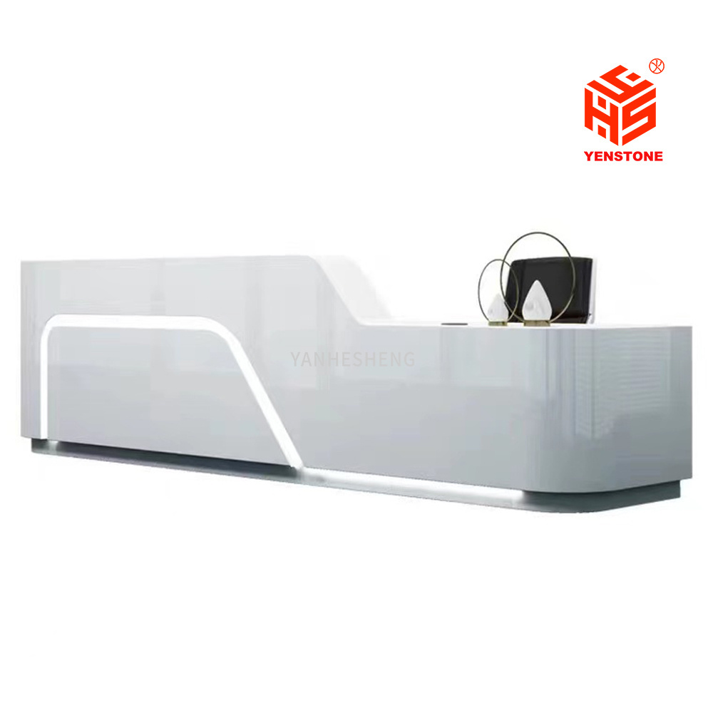 2022 Yenstone dental cheap office furniture small reception desk classic led design office furniture sofa white reception desk