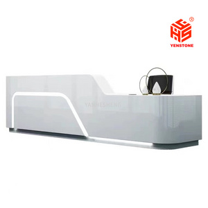 2022 Yenstone dental cheap office furniture small reception desk classic led design office furniture sofa white reception desk