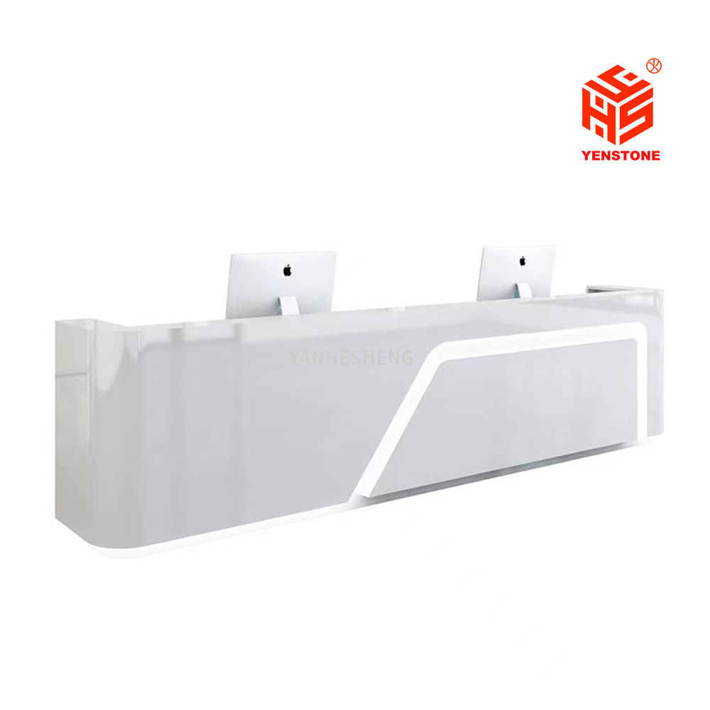 2022 Yenstone dental cheap office furniture small reception desk classic led design office furniture sofa white reception desk