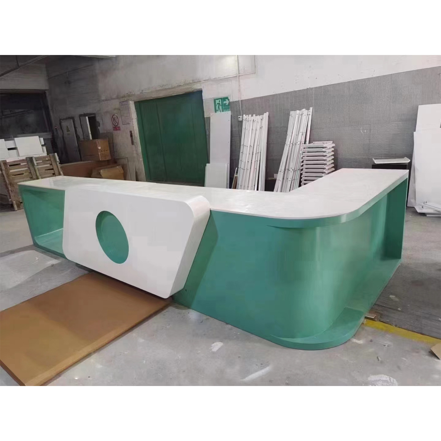 Yestone reception desk for retail store hospital reception desk green stone counter hospital furniture nurse station