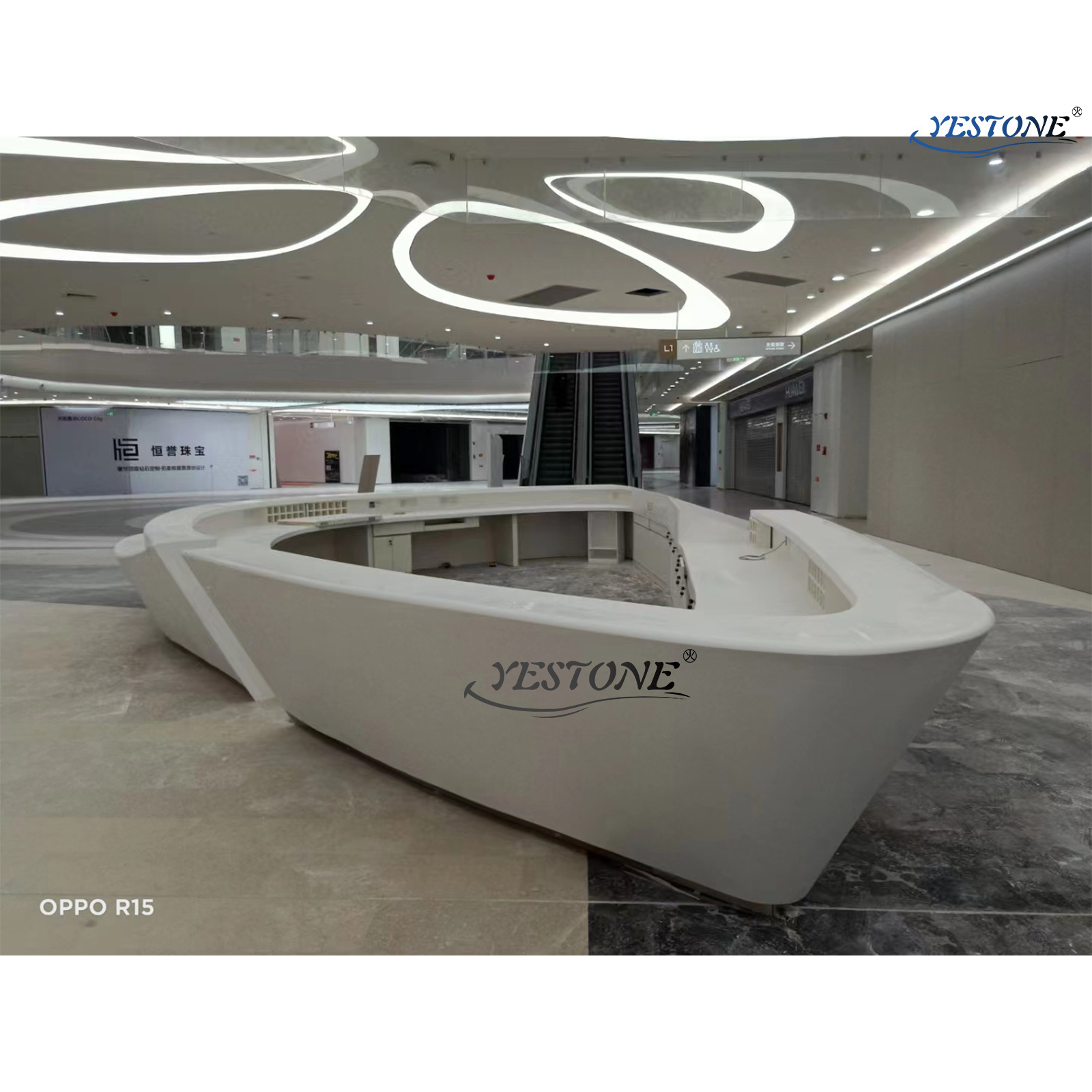 Yestone hospital resin front desk front desk table reception counter front desk circular Hotel Dental Clinic Reception Counter