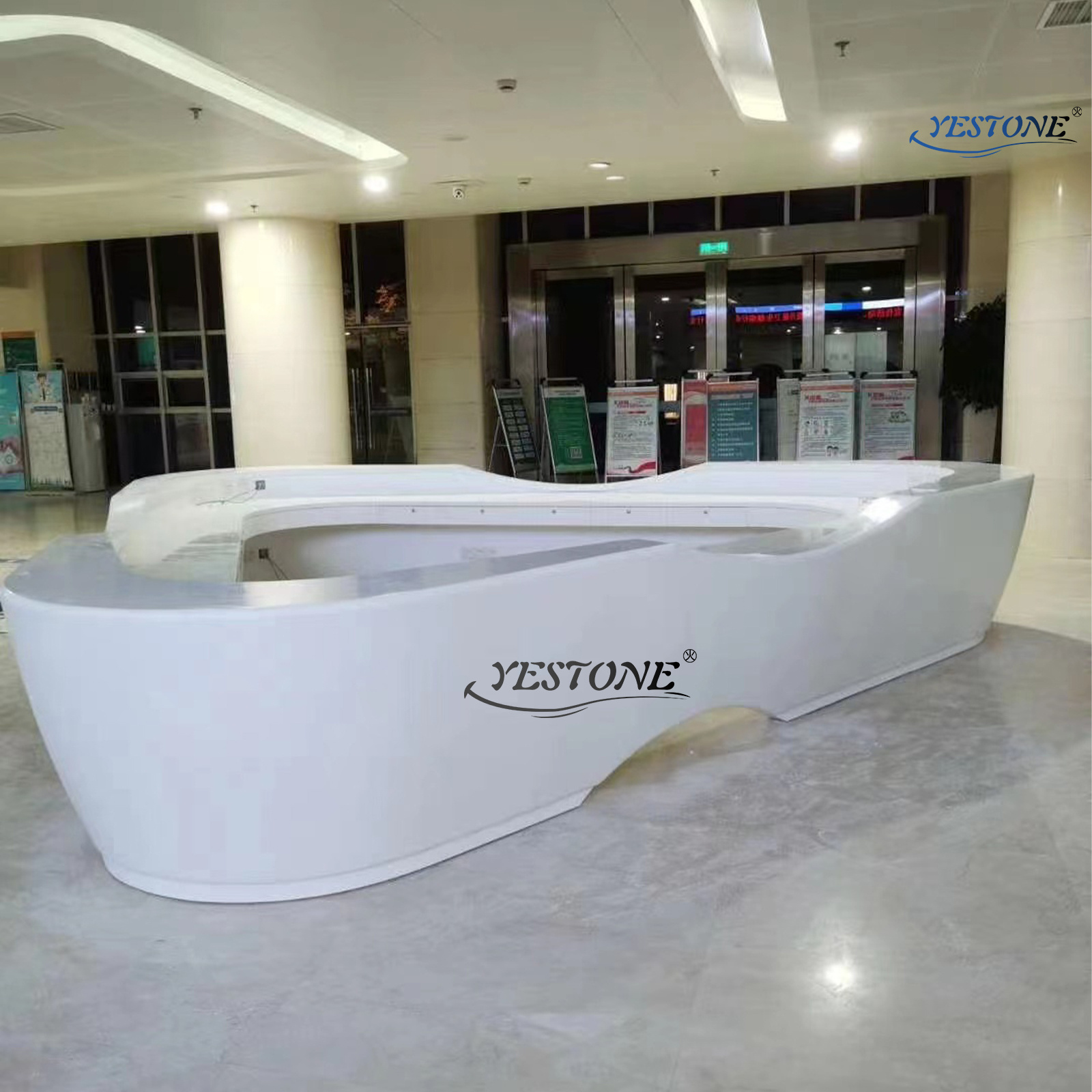 Yestone hospital resin front desk front desk table reception counter front desk circular Hotel Dental Clinic Reception Counter