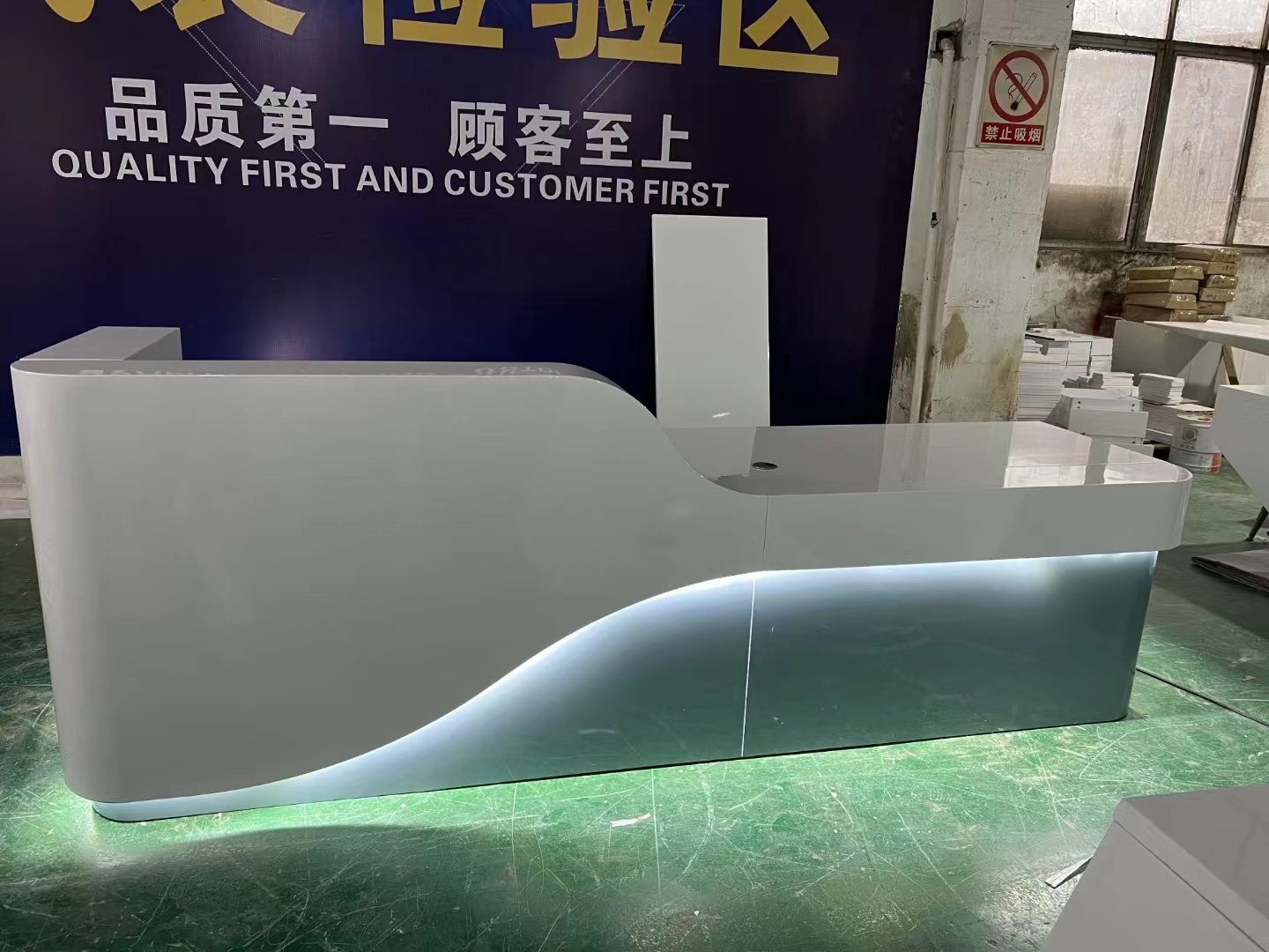 Yestone reception desk for retail store hospital reception desk green stone counter hospital furniture nurse station