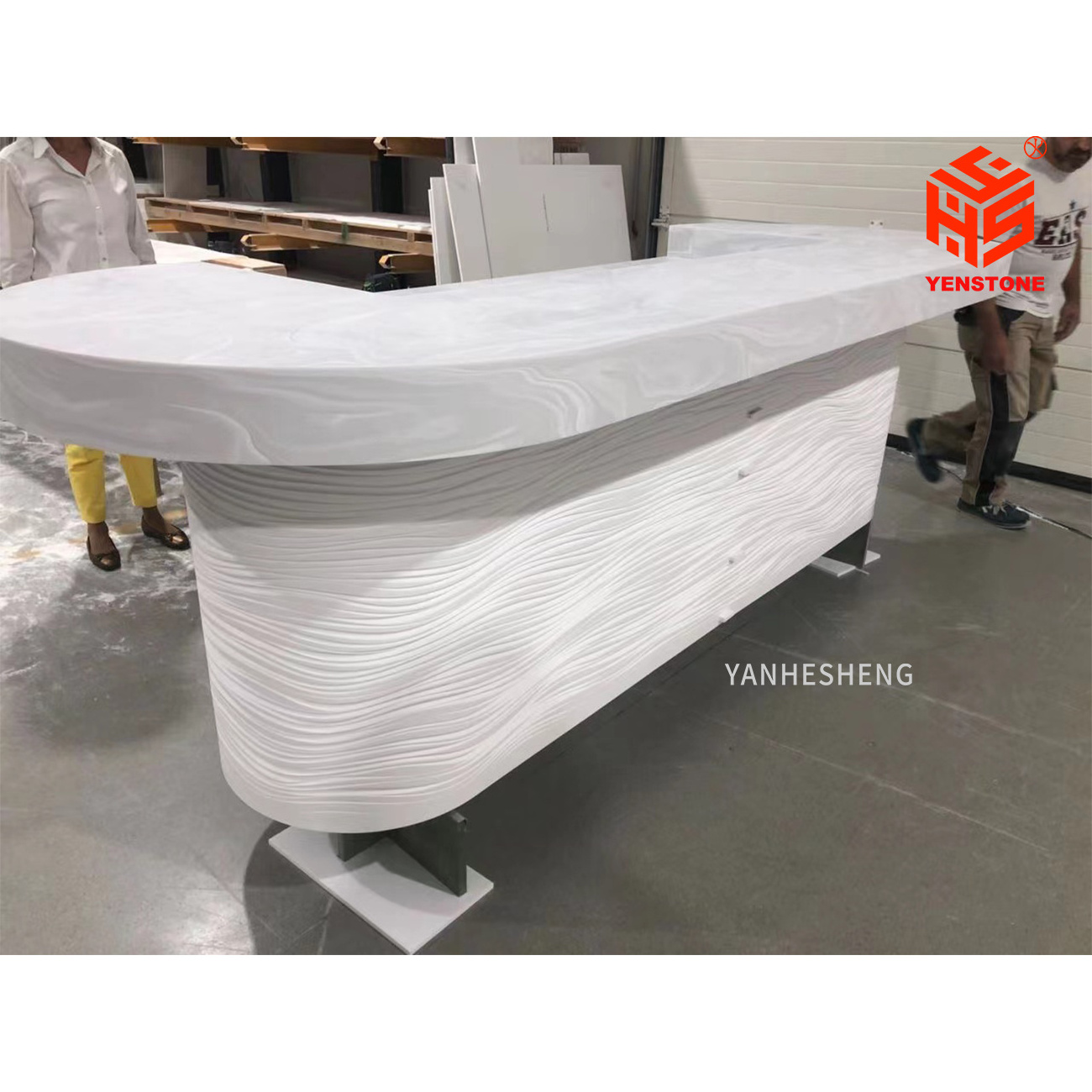 YENSTONE solid surface furniture counter strike OEM beauty led the bar wine counter light curved elf bar home bar furniture